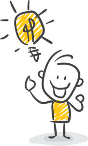 Image of a stick figure with a lightbulb turning on above his head